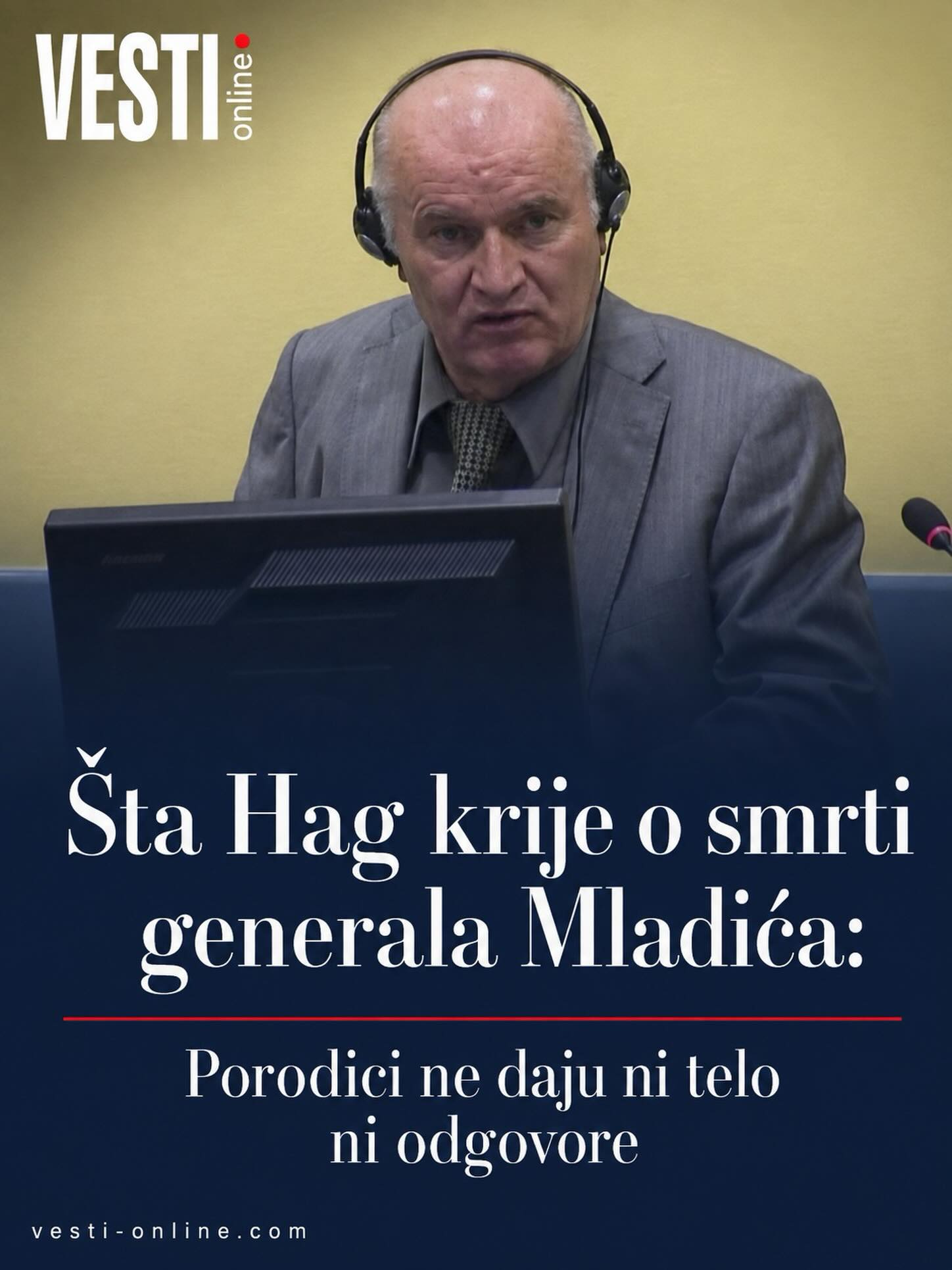 Međunarodni rezidualni mehanizam za krivične sudove još nije odlučio kada će telo preminulog generala Ratka Mladića biti predato porodici i Srbiji. Pozivajući se na istragu o okolnostima njegove smrti u pritvoru Ujedinjenih nacija, Haški mehanizam odbija da odredi bilo kakav rok, čime se bol porodice dodatno produžava, a pravo na dostojanstven ispraćaj pretvara u još jednu hladnu administrativnu proceduru.
Iz Mehanizma je za Tanjug saopšteno da za sada ne mogu da iznesu ni detalje o okolnostima generalove smrti. Predsednica ove institucije, sudija Gracijela Gati Santana, izdala je 27. avgusta nalog kojim je sudiji Ijanu Bonomiju poverena istraga o smrti Ratka Mladića dok se nalazio u pritvorskom sistemu UN.
Opširnije na portalu vesti-online.com Međunarodni rezidualni mehanizam za krivične sudove još nije odlučio kada će telo preminulog generala Ratka Mladića biti predato porodici i Srbiji. Pozivajući se na istragu o okolnostima njegove smrti u pritvoru Ujedinjenih nacija, Haški mehanizam odbija da odredi bilo kakav rok, čime se bol porodice dodatno produžava, a pravo na dostojanstven ispraćaj pretvara u još jednu hladnu administrativnu proceduru.
Iz Mehanizma je za Tanjug saopšteno da za sada ne mogu da iznesu ni detalje o okolnostima generalove smrti. Predsednica ove institucije, sudija Gracijela Gati Santana, izdala je 27. avgusta nalog kojim je sudiji Ijanu Bonomiju poverena istraga o smrti Ratka Mladića dok se nalazio u pritvorskom sistemu UN.
Opširnije na portalu vesti-online.com